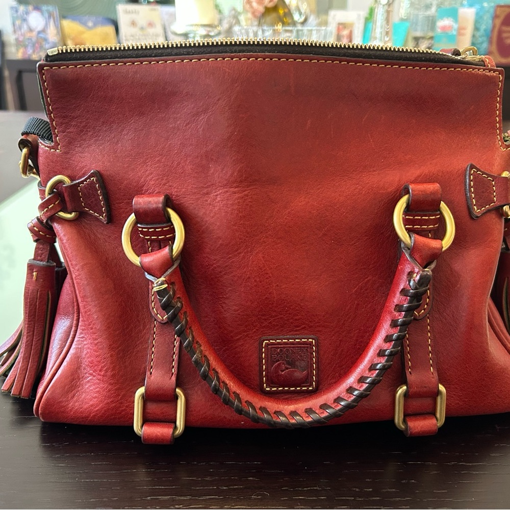 Dooney & Bourke Burgundy Leather Satchel Shoulder Handbag